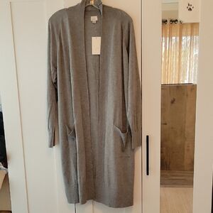 NWT A new day Gray Long Cardigan  Sweater Large